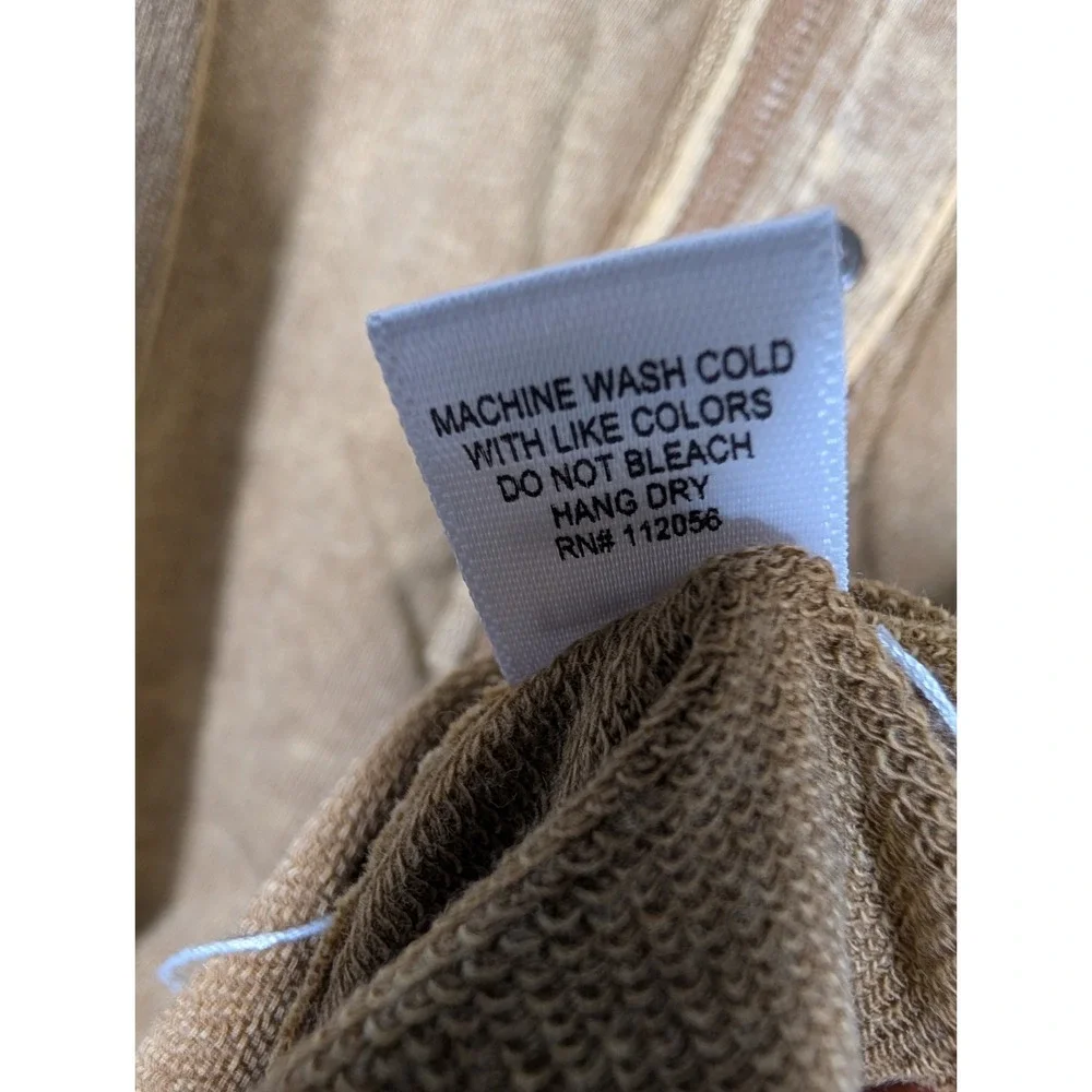 ZENANA Color Washed Henley‎ Tank top Tunic Raw Edge Exposed Seam Mocha Large